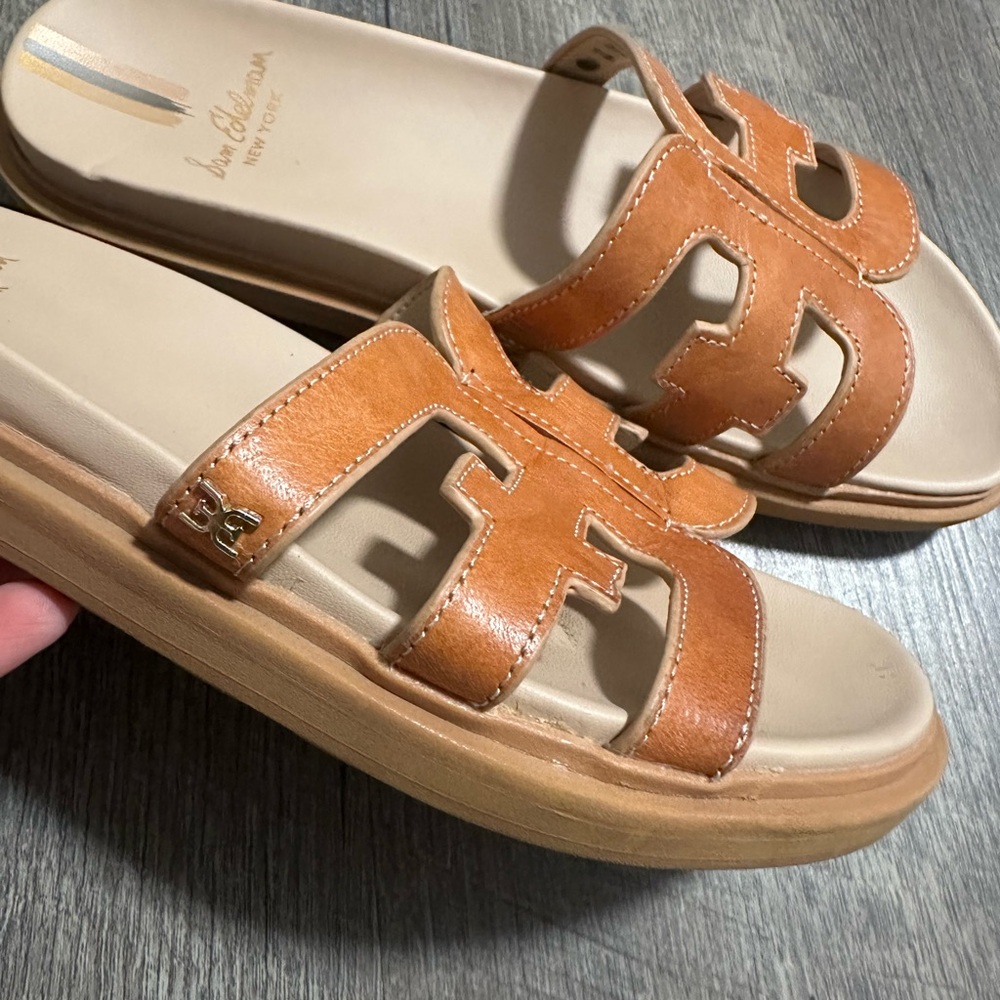 Sam Edelman Tan Leather Slide Sandals - Picture 4 of 4
